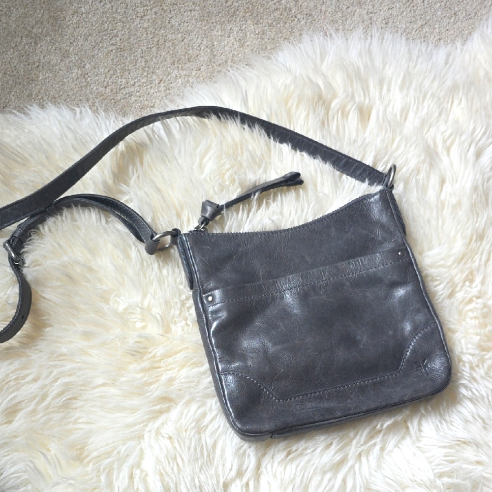Frye Grey Leather Crossbody Bag